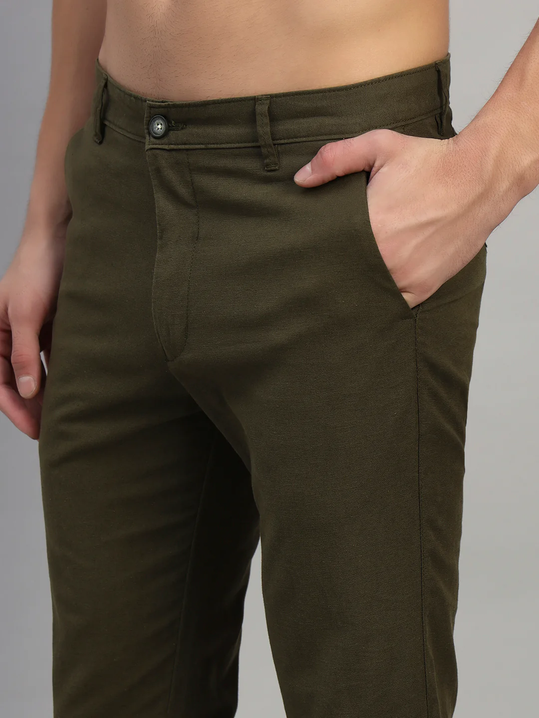 Casual Trouser for Men | Breathable & Soft with Color Fastness Regular Fit Cotton Fabric Solid Pattern Button Closure - Image 6