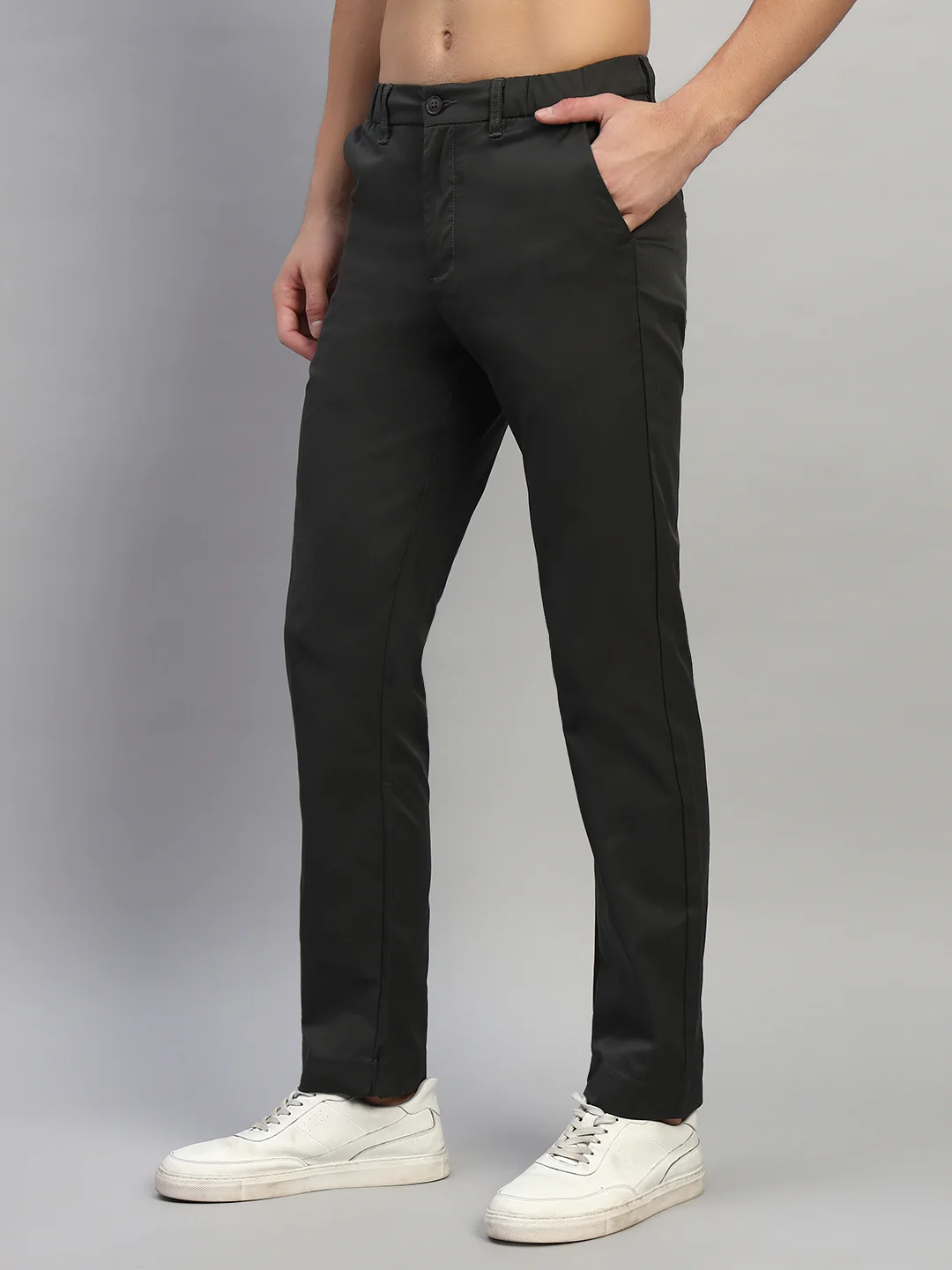 Casual Trouser for Men | Breathable & Soft with Color Fastness Regular Fit Polyester Fabric Solid Pattern Button Closure - Image 4
