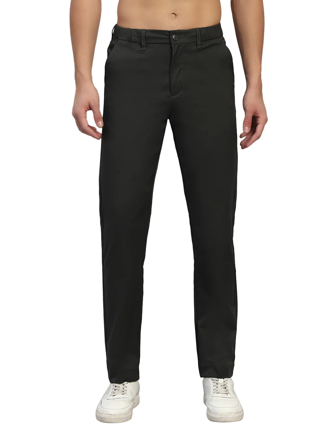 Casual Trouser for Men | Breathable & Soft with Color Fastness Regular Fit Polyester Fabric Solid Pattern Button Closure - Image 5
