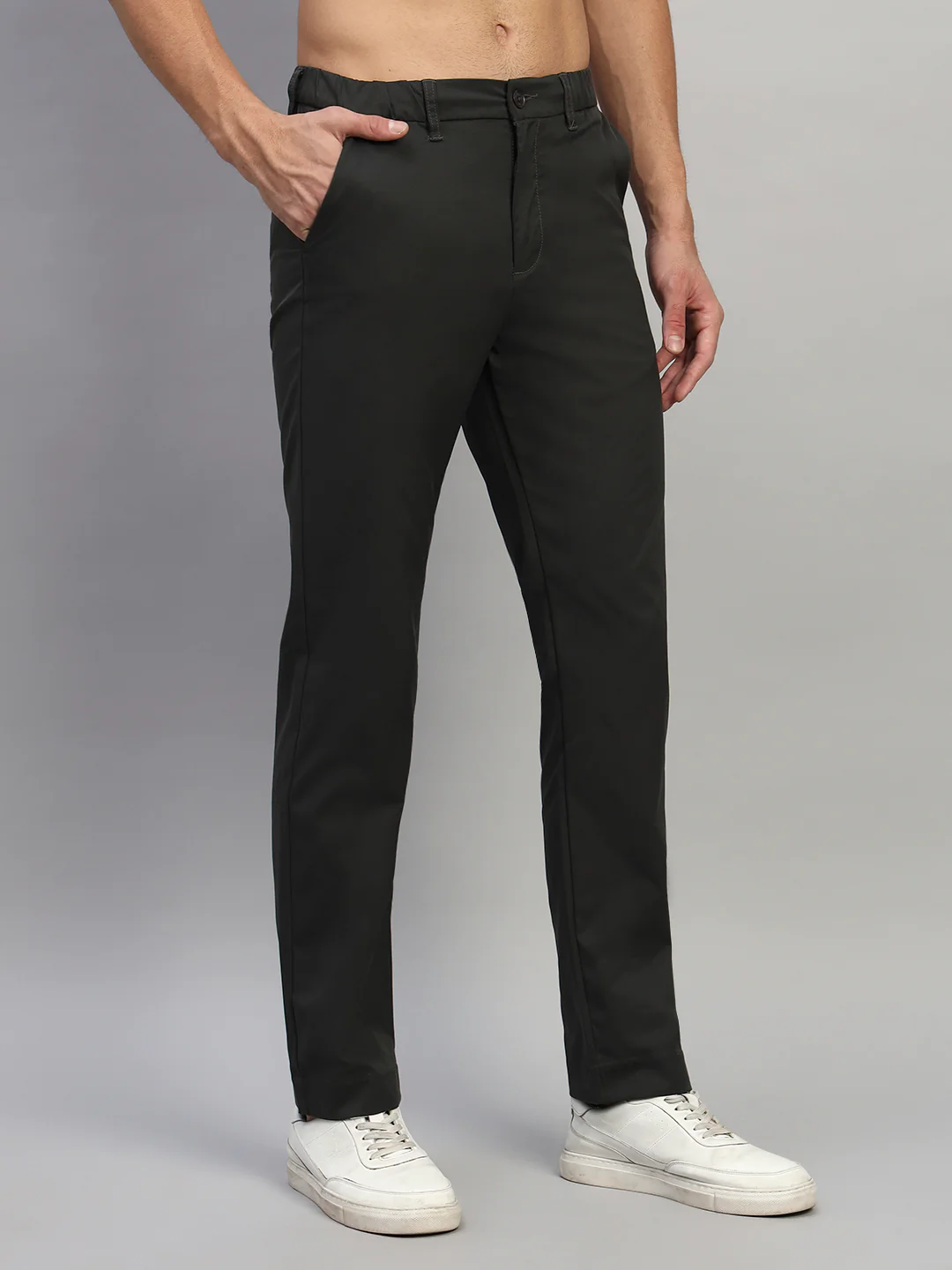 Casual Trouser for Men | Breathable & Soft with Color Fastness Regular Fit Polyester Fabric Solid Pattern Button Closure - Image 7