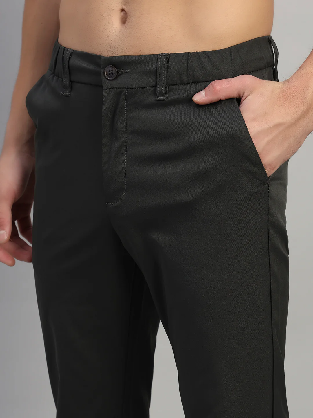 Casual Trouser for Men | Breathable & Soft with Color Fastness Regular Fit Polyester Fabric Solid Pattern Button Closure - Image 8