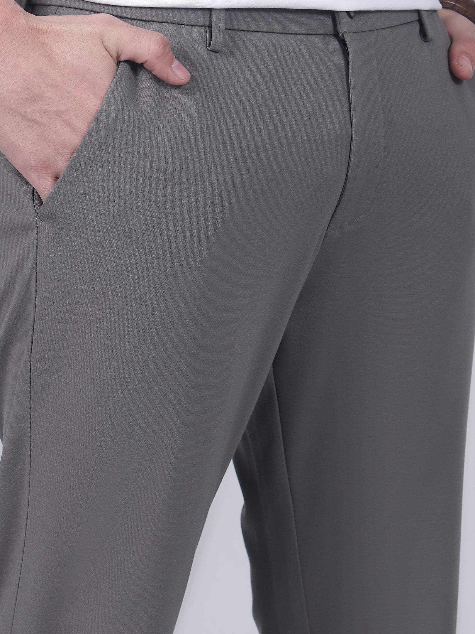 Casual Trouser for Men | Breathable & Soft with Color Fastness Regular Fit Poly Cotton Fabric Solid Pattern Button Closure - Image 6