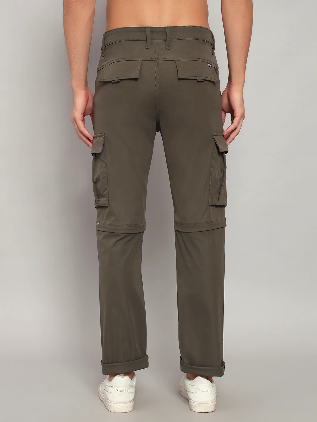 Men's Solid Olive Green Regular Fit Casual Cargo - Image 2