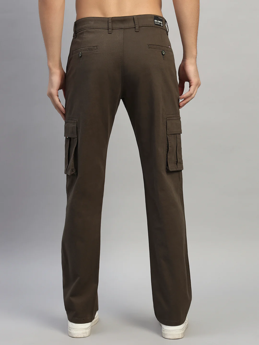 Men's Solid Olive Green Regular Fit Casual Cargo - Image 2