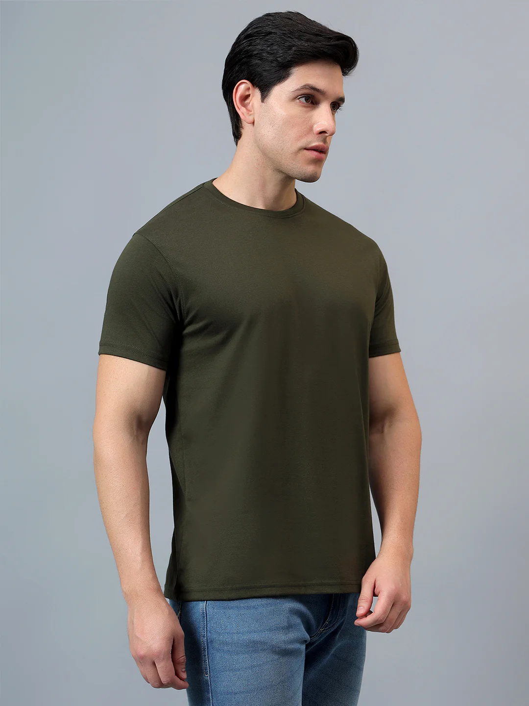 T-Shirt for Men | Breathable & Soft with Color Fastness Regular Fit Round Neck Poly Cotton Fabric Solid Pattern - Image 4