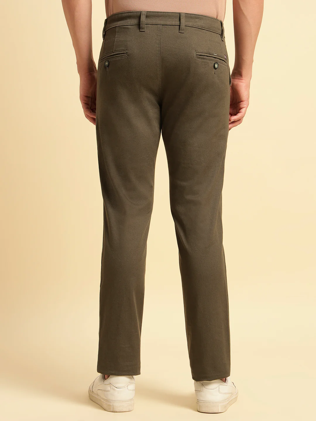 Casual Trouser for Men | Breathable & Soft with Color Fastness Regular Fit Cotton Blend Fabric Solid Pattern Button Closure - Image 4