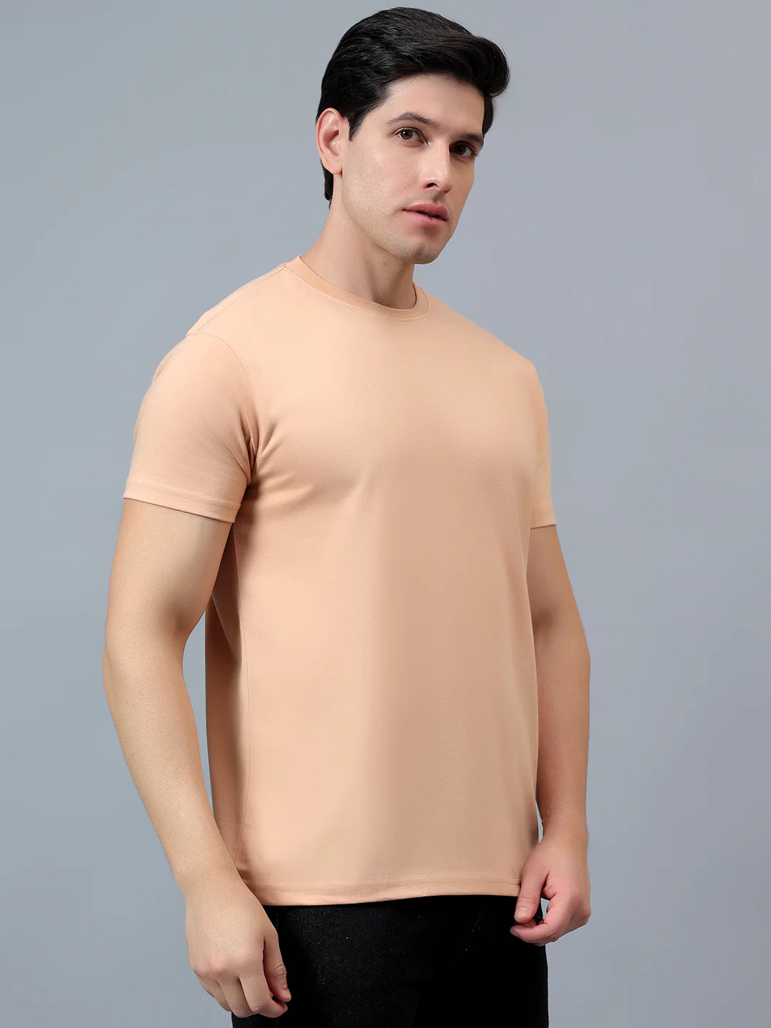 T-Shirt for Men | Breathable & Soft with Color Fastness Regular Fit Round Neck Poly Cotton Fabric Solid Pattern - Image 4