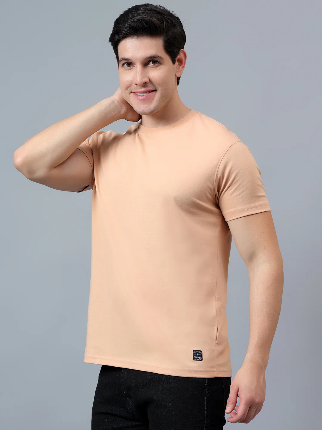 T-Shirt for Men | Breathable & Soft with Color Fastness Regular Fit Round Neck Poly Cotton Fabric Solid Pattern - Image 5