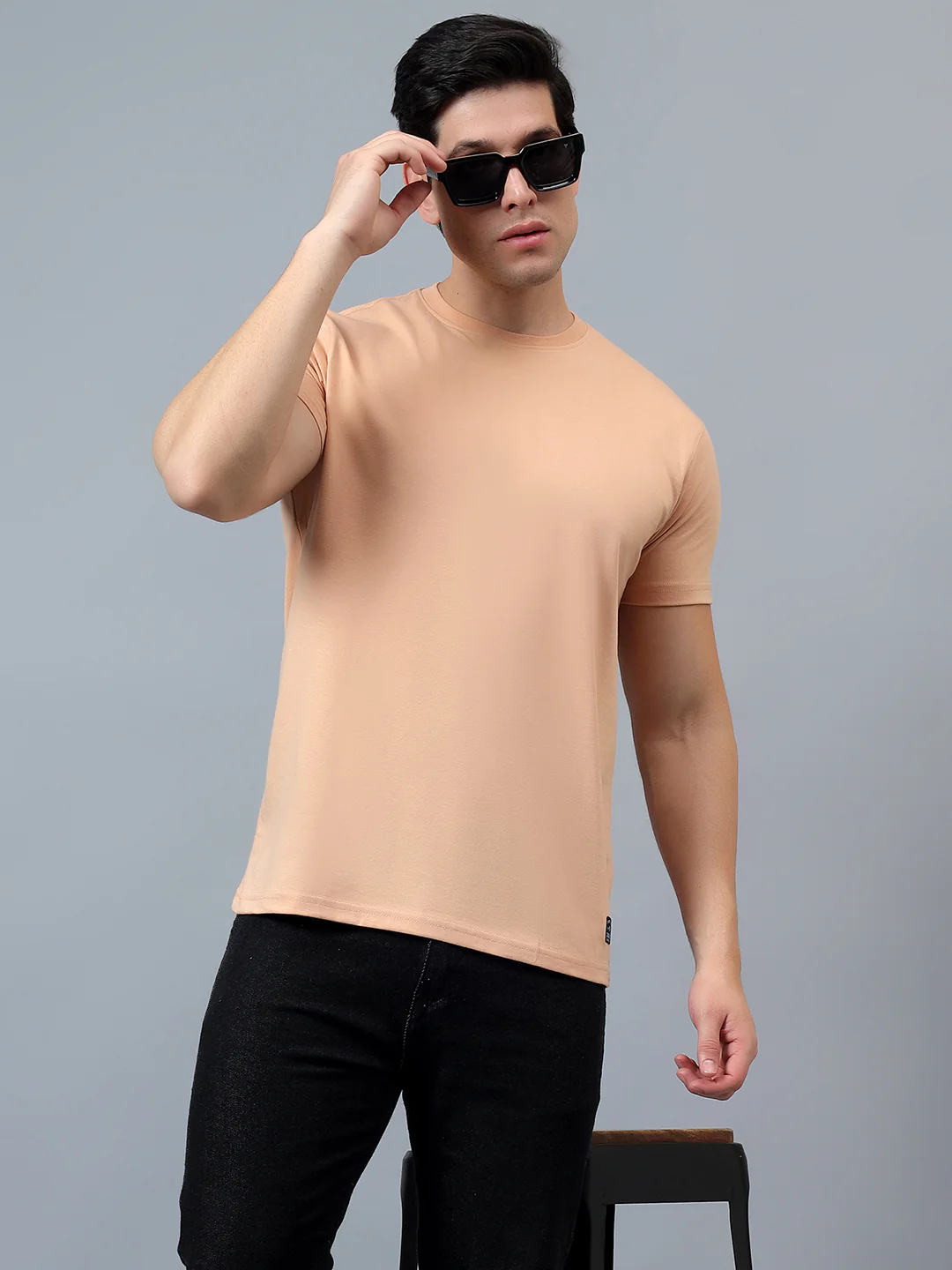 T-Shirt for Men | Breathable & Soft with Color Fastness Regular Fit Round Neck Poly Cotton Fabric Solid Pattern - Image 6