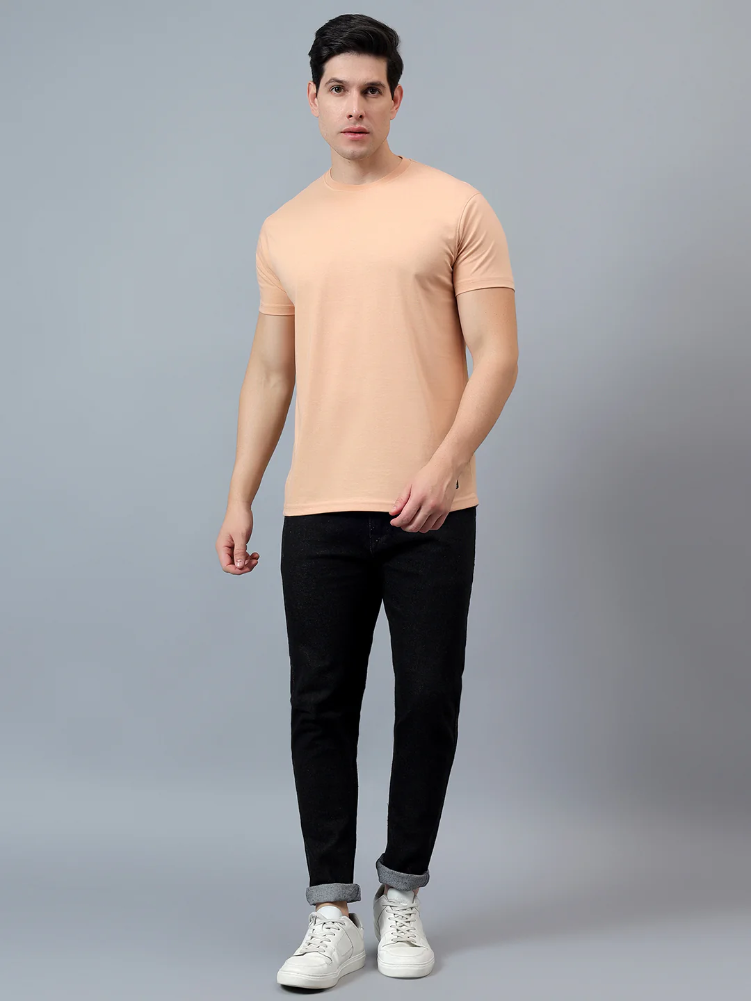 T-Shirt for Men | Breathable & Soft with Color Fastness Regular Fit Round Neck Poly Cotton Fabric Solid Pattern - Image 7