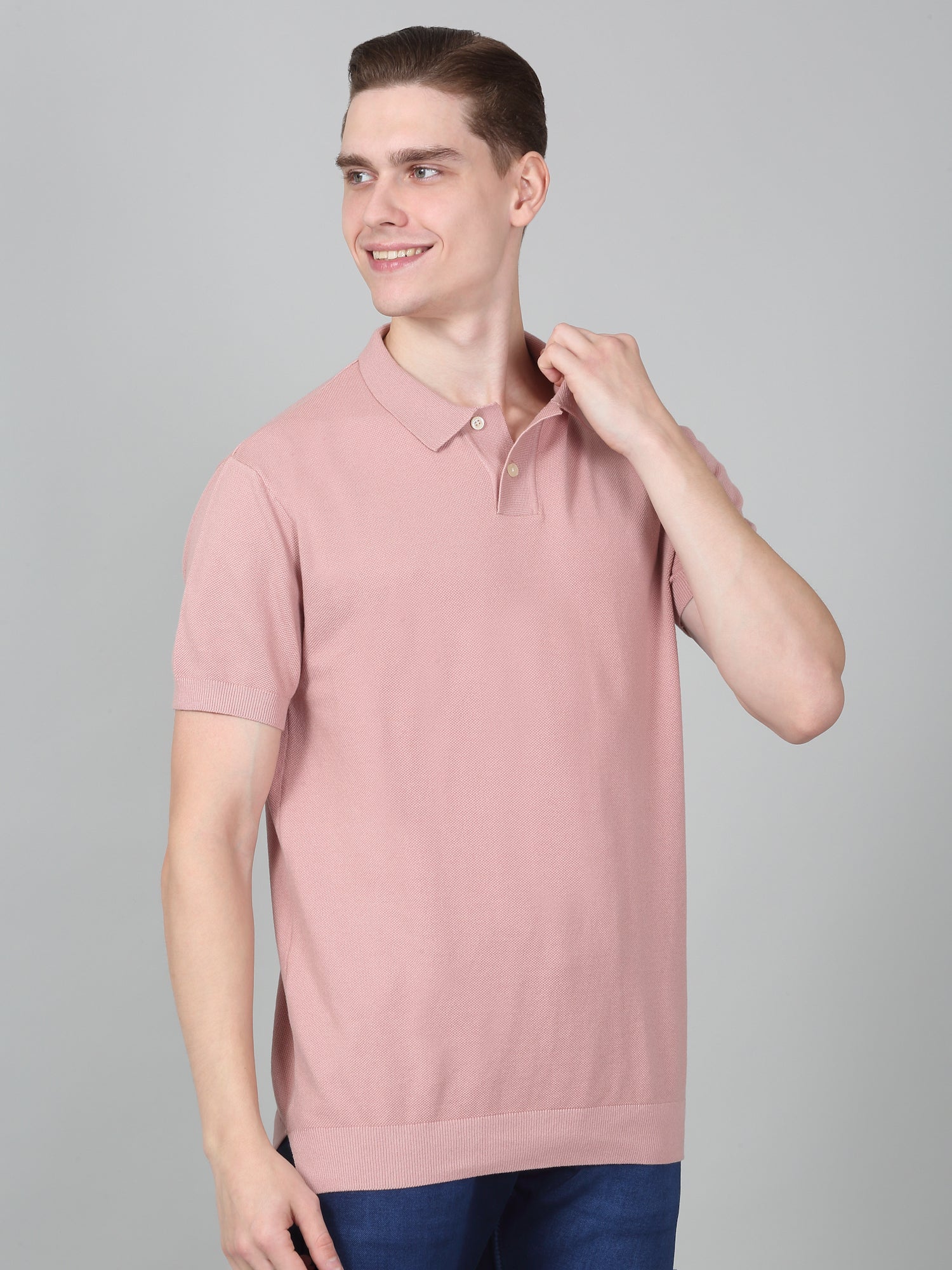 T-Shirt for Men | Breathable & Soft with Color Fastness Regular Fit Polo Neck Cotton Blend Fabric Solid Pattern - Image 3