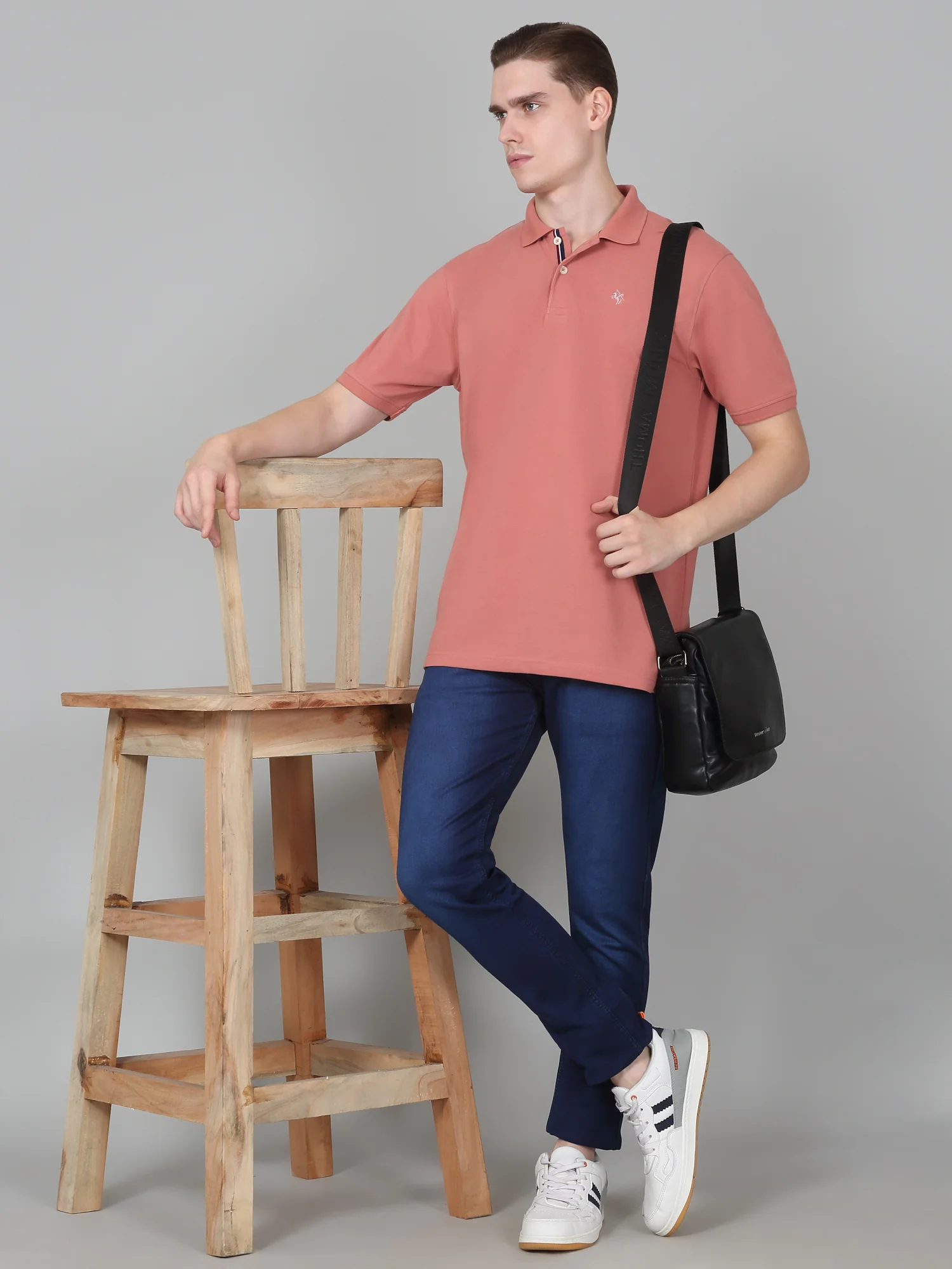 T-Shirt for Men | Breathable & Soft with Color Fastness Regular Fit Polo Neck Poly Cotton Fabric Solid Pattern - Image 2