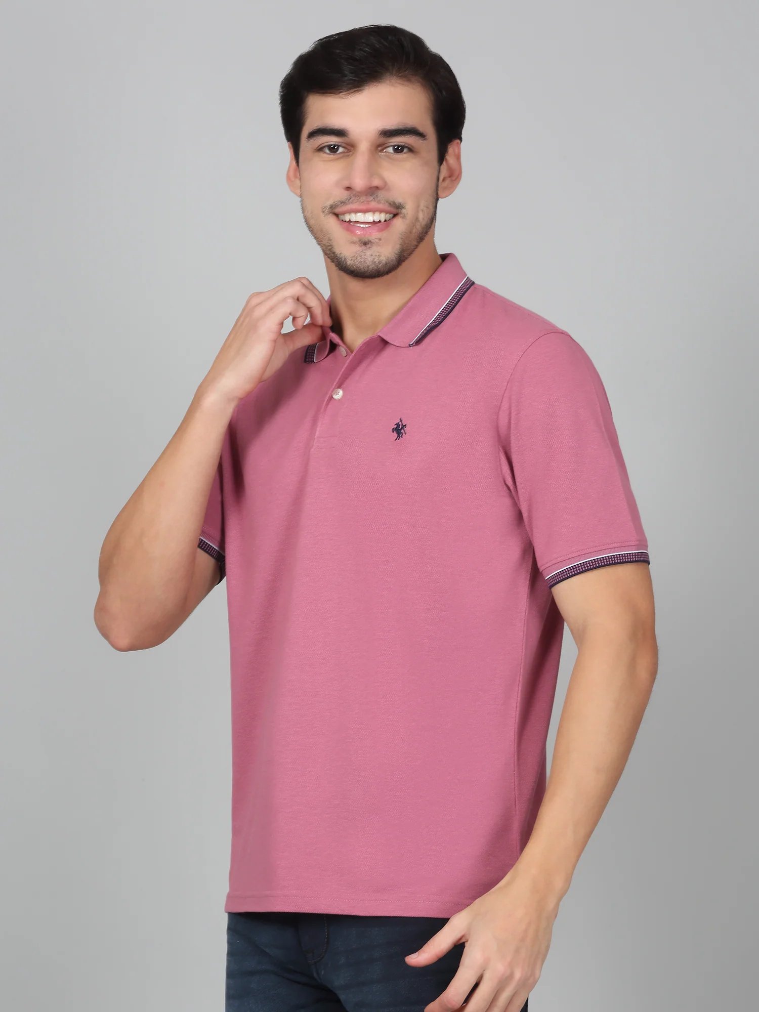 T-Shirt for Men | Breathable & Soft with Color Fastness Regular Fit Polo Neck Poly Cotton Fabric Solid Pattern - Image 2