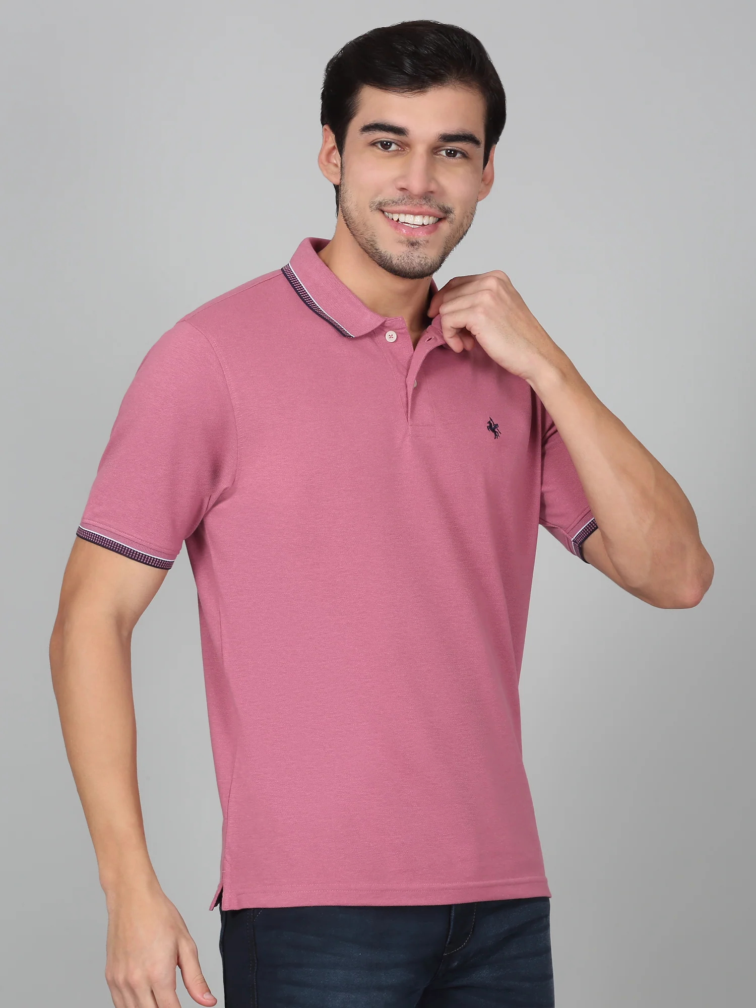 T-Shirt for Men | Breathable & Soft with Color Fastness Regular Fit Polo Neck Poly Cotton Fabric Solid Pattern - Image 3