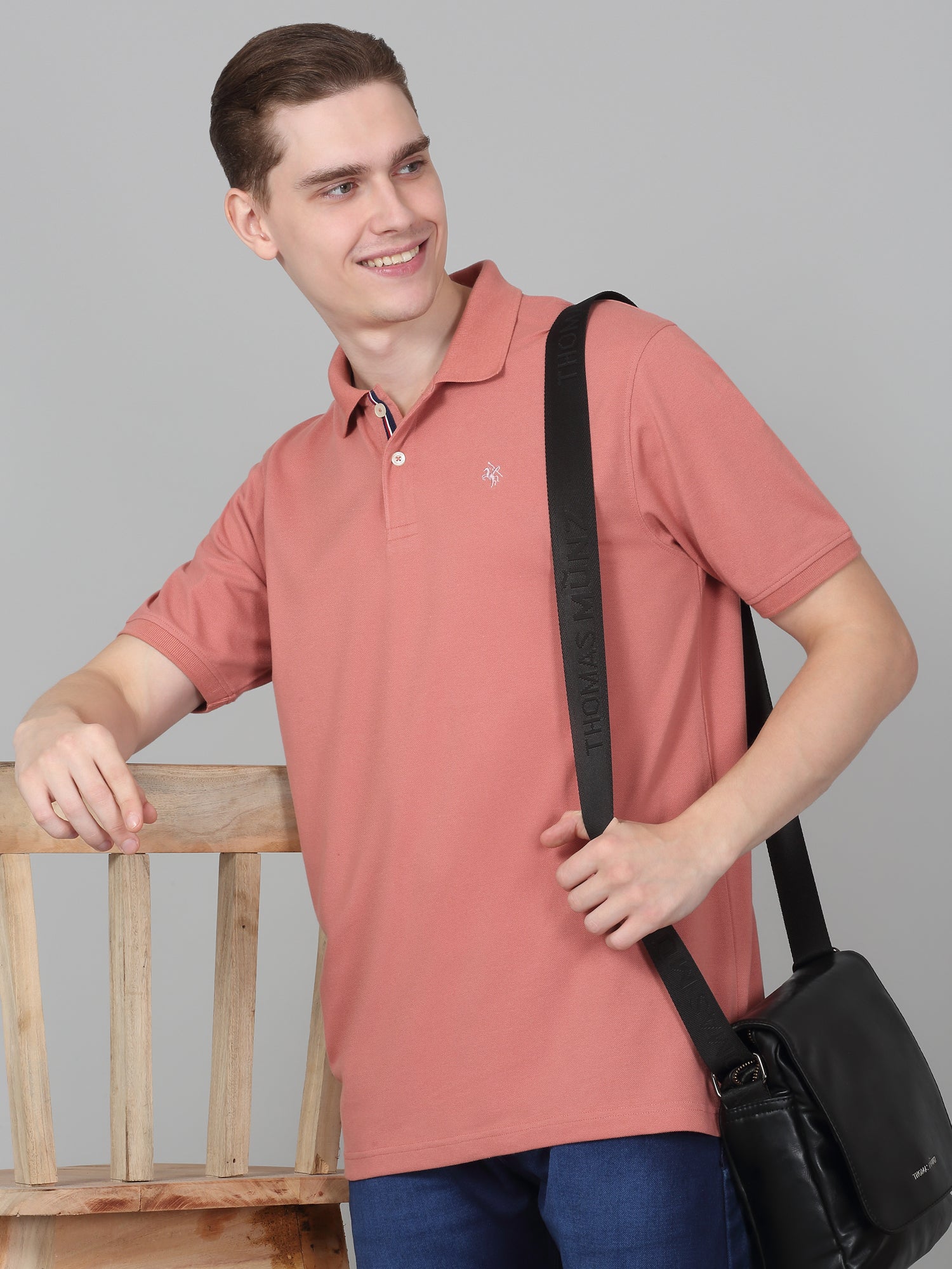 T-Shirt for Men | Breathable & Soft with Color Fastness Regular Fit Polo Neck Poly Cotton Fabric Solid Pattern - Image 3