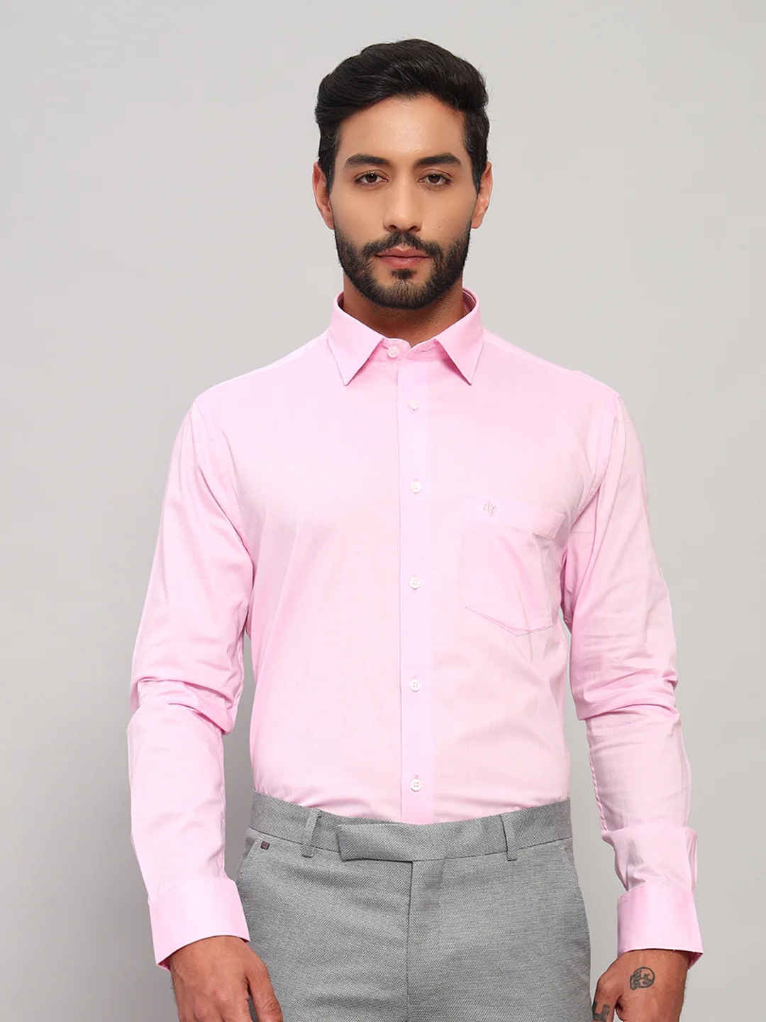 Formal Shirt for Men l Breathable & Soft with Color Fastness Regular Fit Spread Collar Neck Cotton Fabric Solid Pattern - Image 3