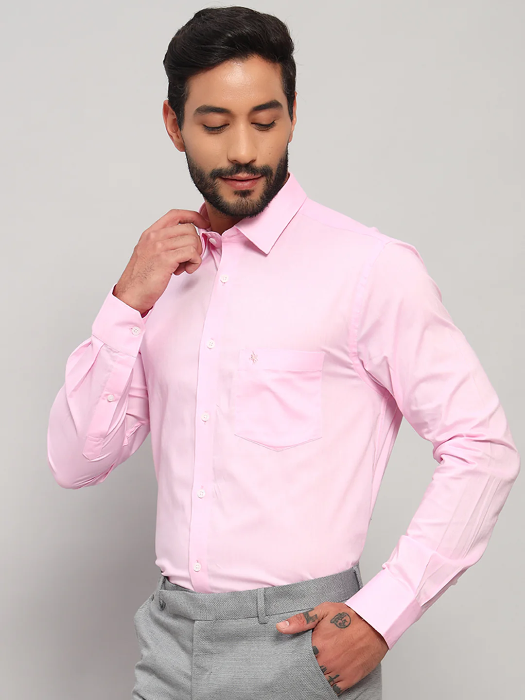 Formal Shirt for Men l Breathable & Soft with Color Fastness Regular Fit Spread Collar Neck Cotton Fabric Solid Pattern - Image 4
