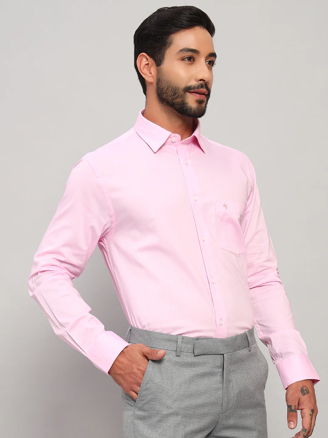 Formal Shirt for Men l Breathable & Soft with Color Fastness Regular Fit Spread Collar Neck Cotton Fabric Solid Pattern - Image 5