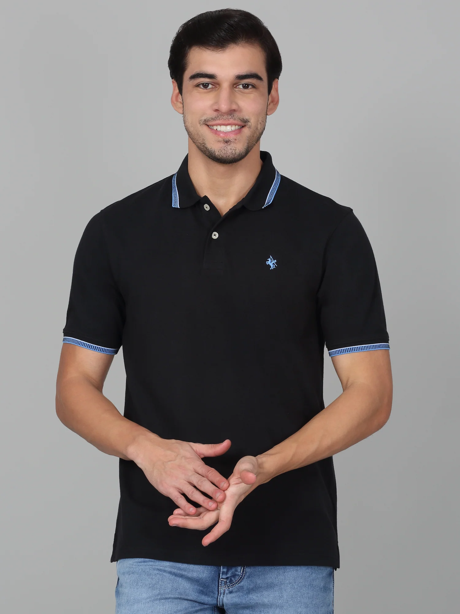 T-Shirt for Men | Breathable & Soft with Color Fastness Regular Fit Polo Neck Poly Cotton Fabric Solid Pattern - Image 2