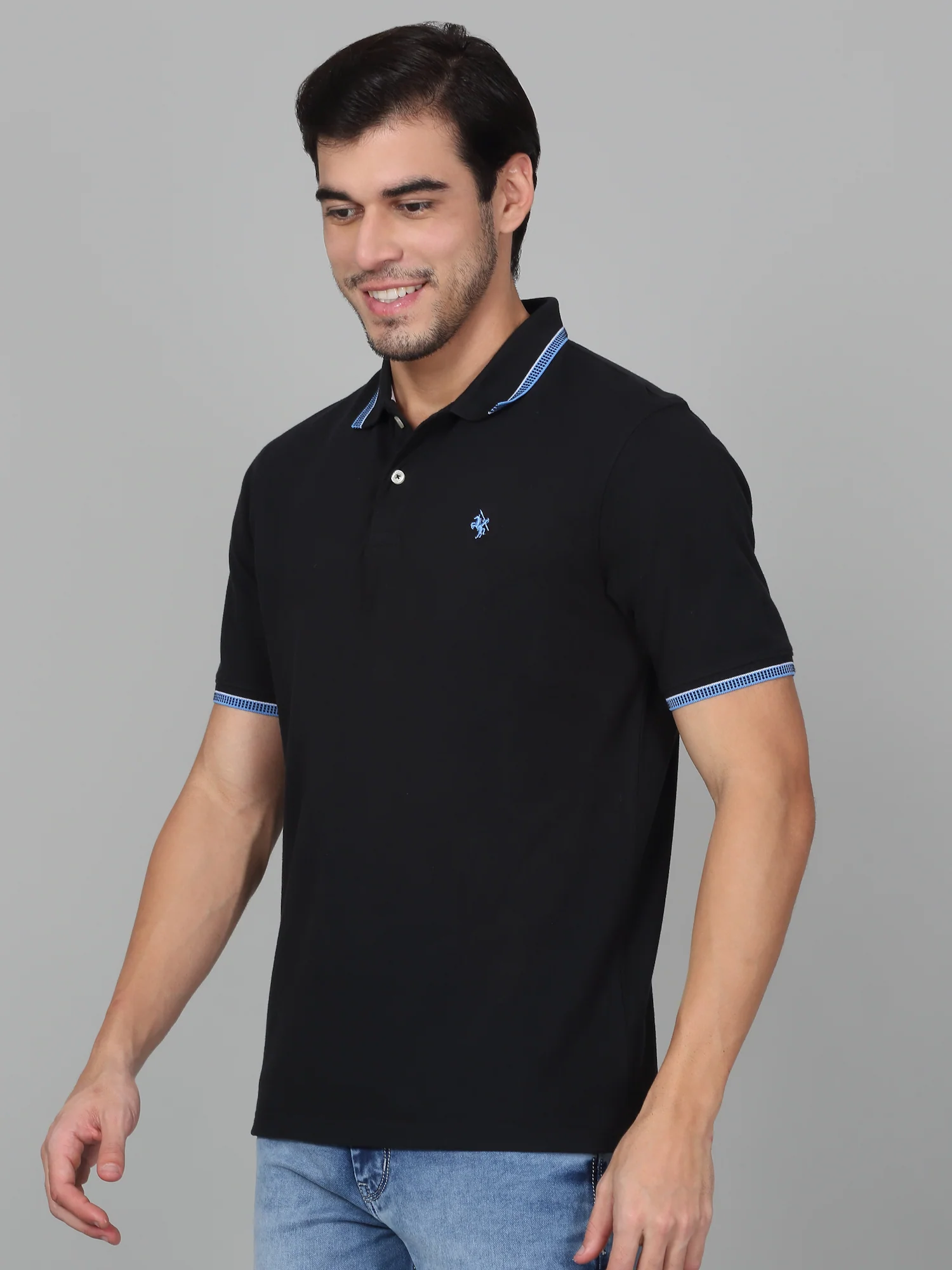 T-Shirt for Men | Breathable & Soft with Color Fastness Regular Fit Polo Neck Poly Cotton Fabric Solid Pattern - Image 3