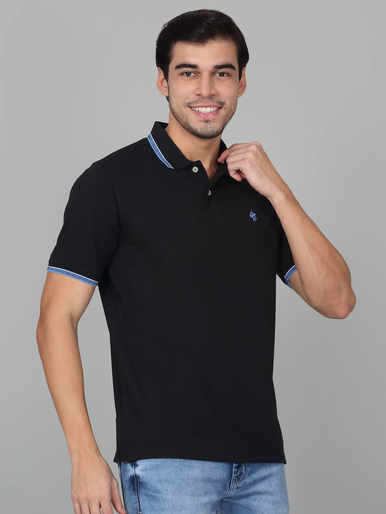T-Shirt for Men | Breathable & Soft with Color Fastness Regular Fit Polo Neck Poly Cotton Fabric Solid Pattern - Image 4