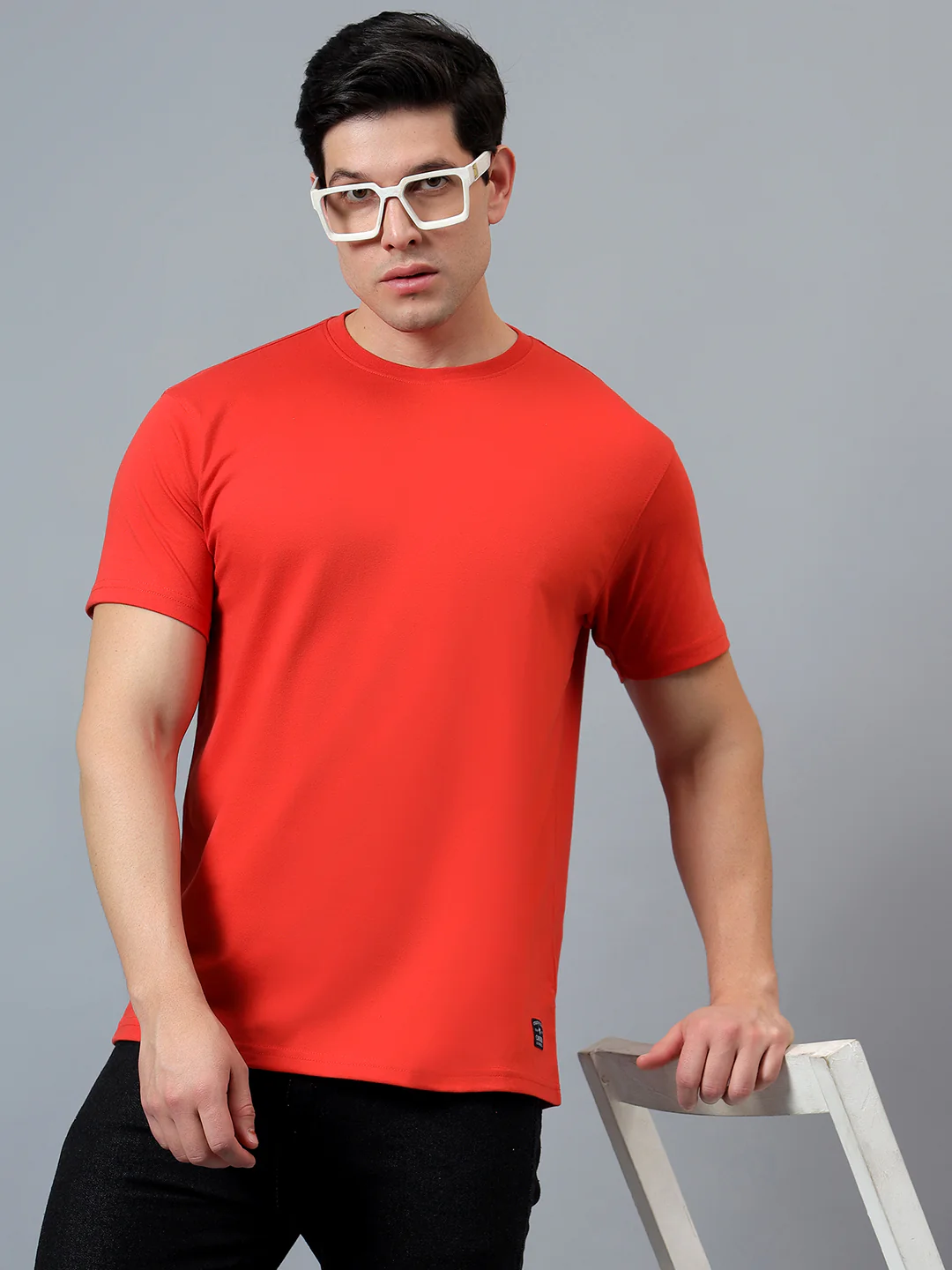 T-Shirt for Men | Breathable & Soft with Color Fastness Regular Fit Round Neck Poly Cotton Fabric Solid Pattern - Image 4