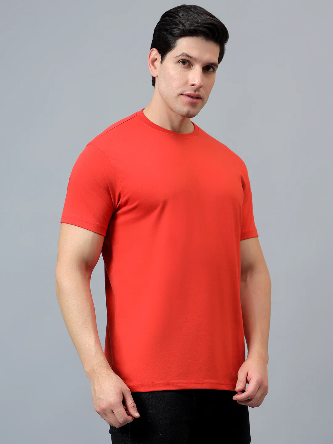 T-Shirt for Men | Breathable & Soft with Color Fastness Regular Fit Round Neck Poly Cotton Fabric Solid Pattern - Image 5