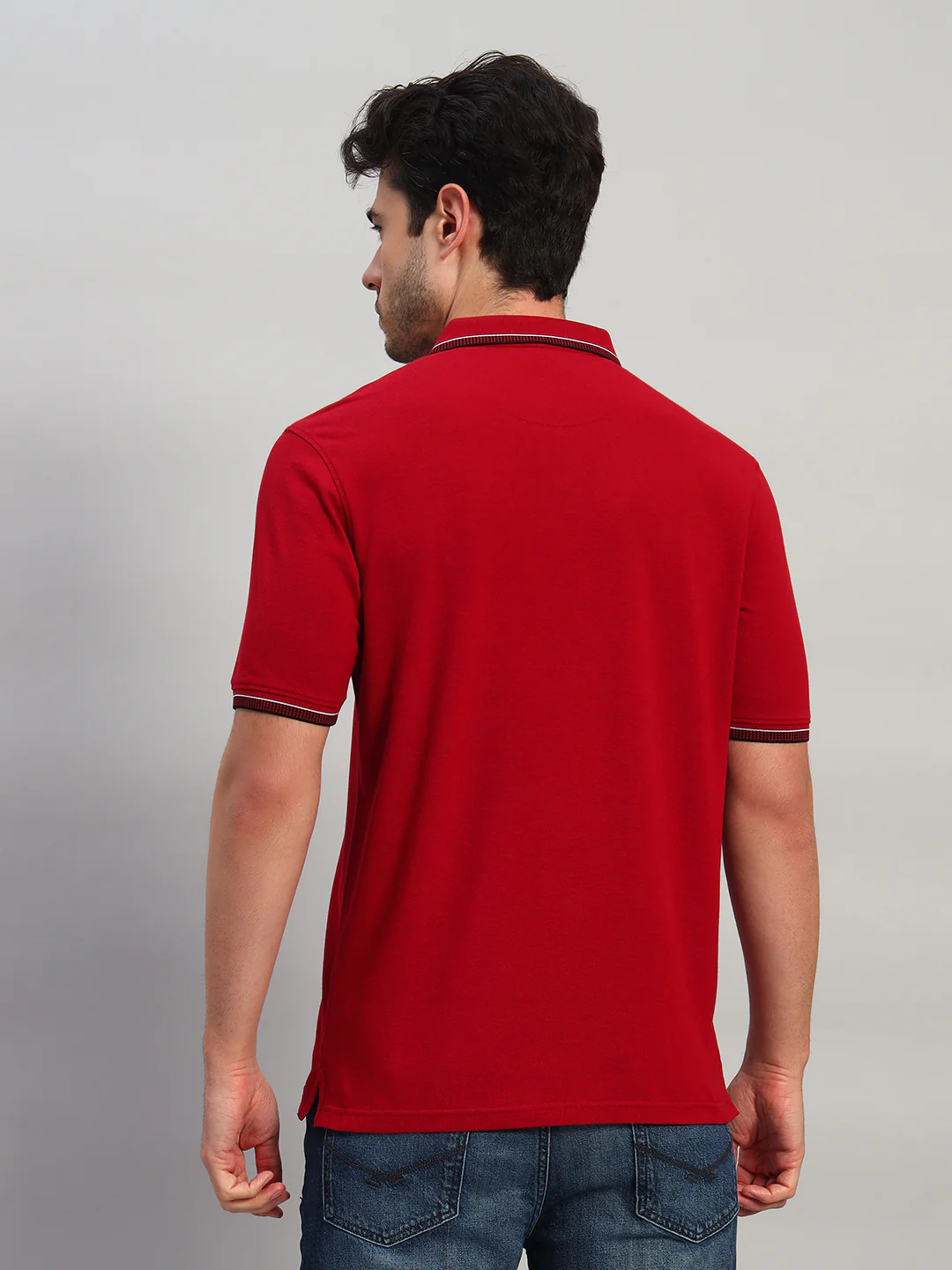 T-Shirt for Men | Breathable & Soft with Color Fastness Regular Fit Polo Neck Poly Cotton Fabric Solid Pattern - Image 4