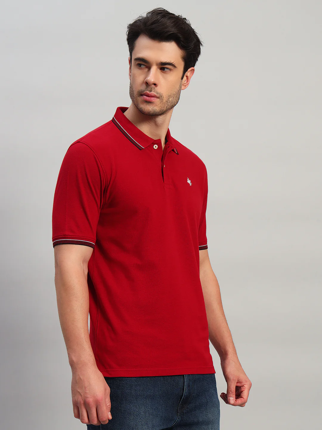 T-Shirt for Men | Breathable & Soft with Color Fastness Regular Fit Polo Neck Poly Cotton Fabric Solid Pattern - Image 5