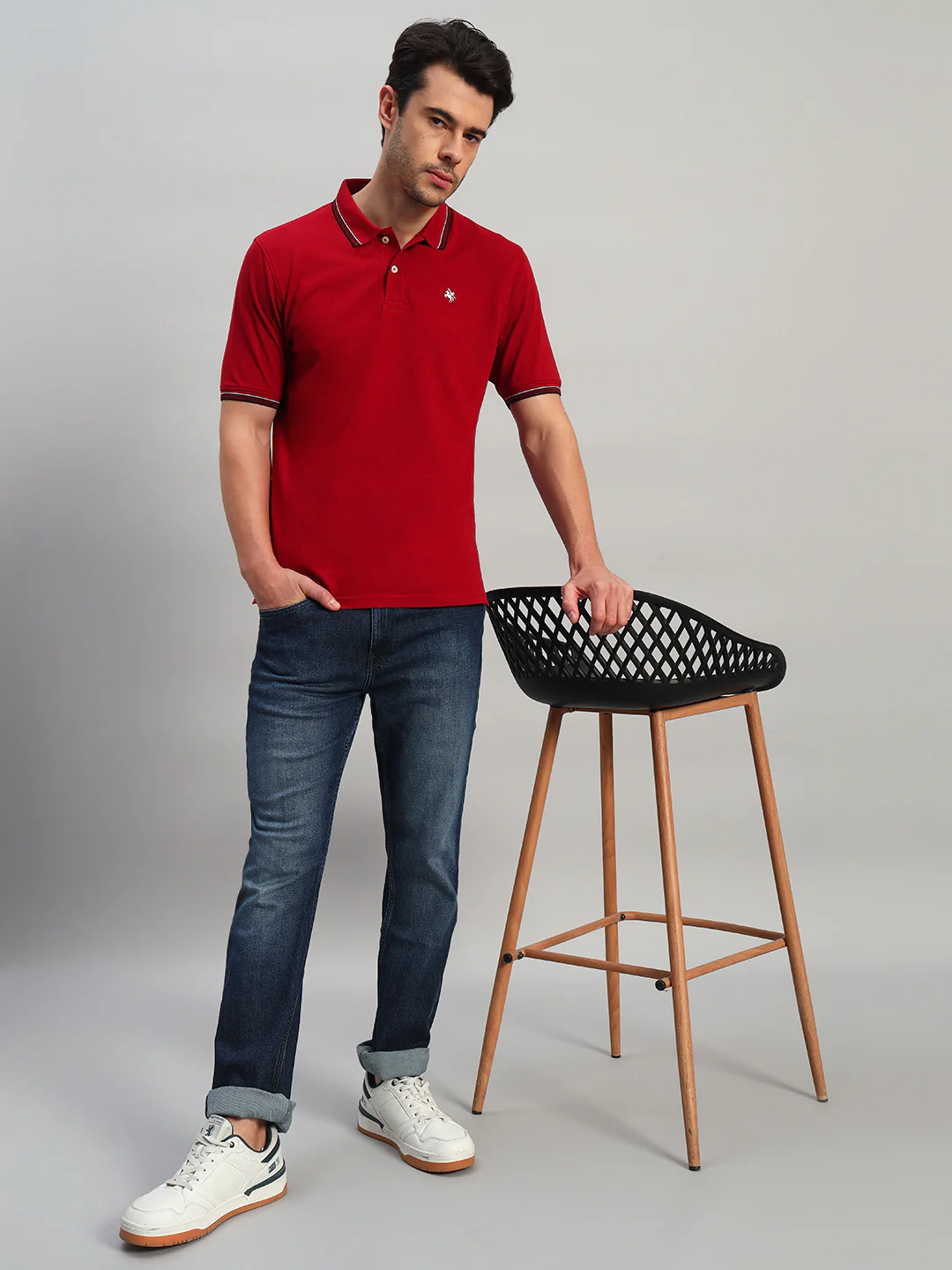 T-Shirt for Men | Breathable & Soft with Color Fastness Regular Fit Polo Neck Poly Cotton Fabric Solid Pattern - Image 7