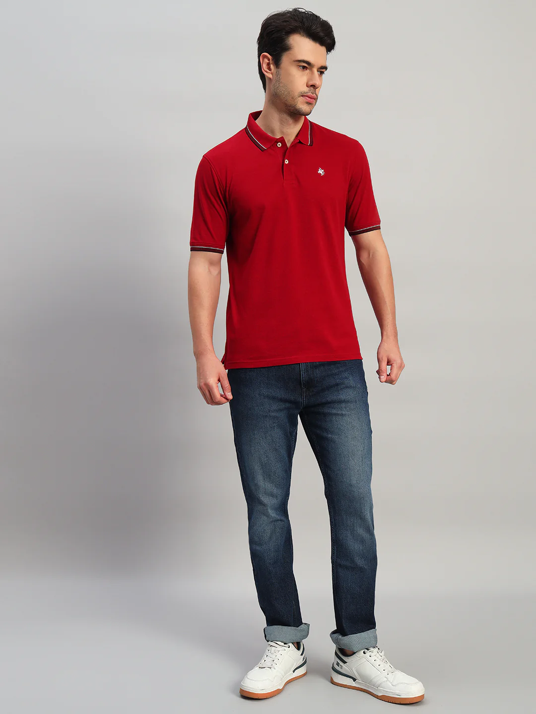 T-Shirt for Men | Breathable & Soft with Color Fastness Regular Fit Polo Neck Poly Cotton Fabric Solid Pattern - Image 8