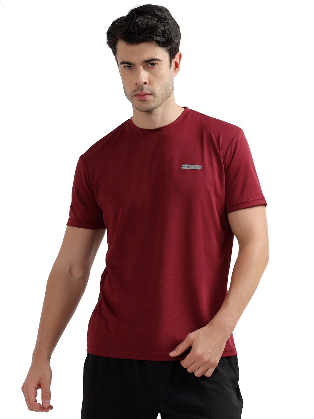 T-Shirt for Men | Breathable & Soft with Color Fastness Regular Fit Round Neck Polyester Fabric Solid Pattern - Image 2