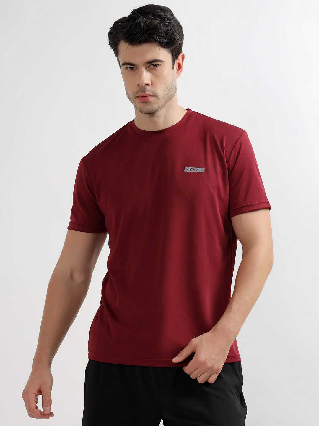 T-Shirt for Men | Breathable & Soft with Color Fastness Regular Fit Round Neck Polyester Fabric Solid Pattern - Image 5