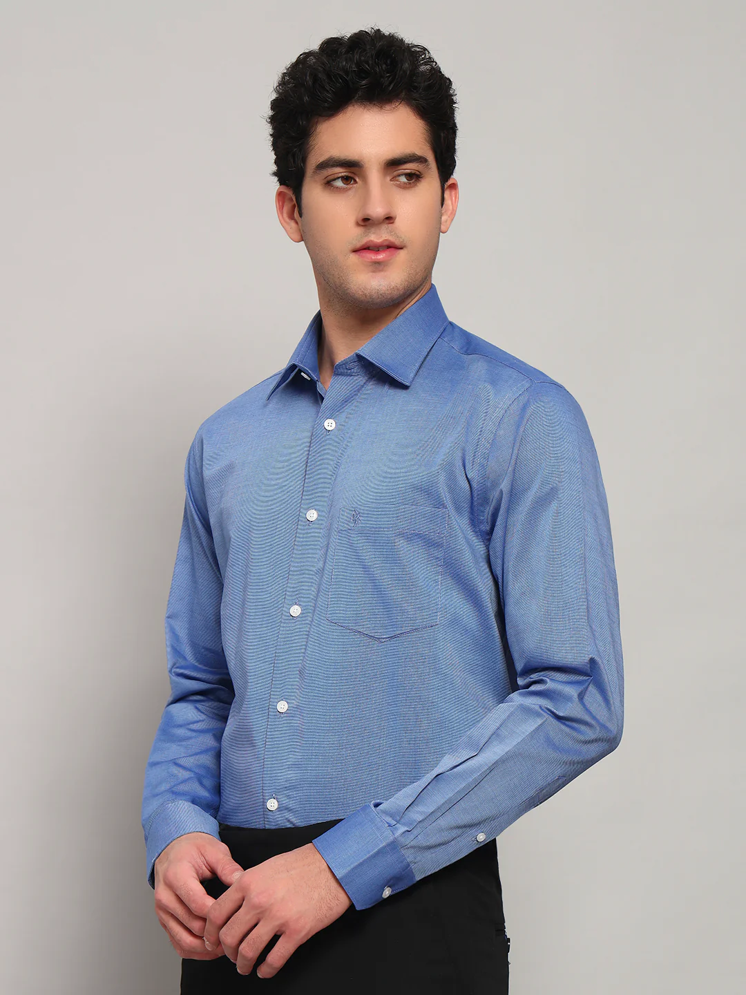 Formal Shirt for Men l Breathable & Soft with Color Fastness Regular Fit Spread Collar Neck Cotton Blend Fabric Solid Pattern - Image 4
