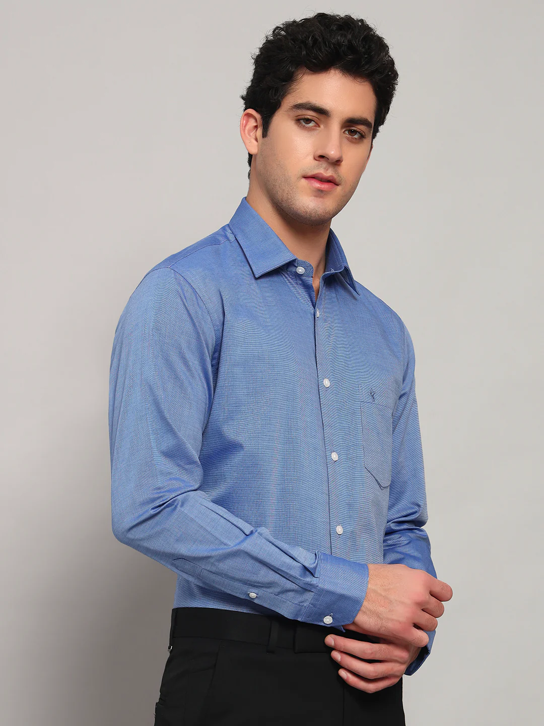 Formal Shirt for Men l Breathable & Soft with Color Fastness Regular Fit Spread Collar Neck Cotton Blend Fabric Solid Pattern - Image 5