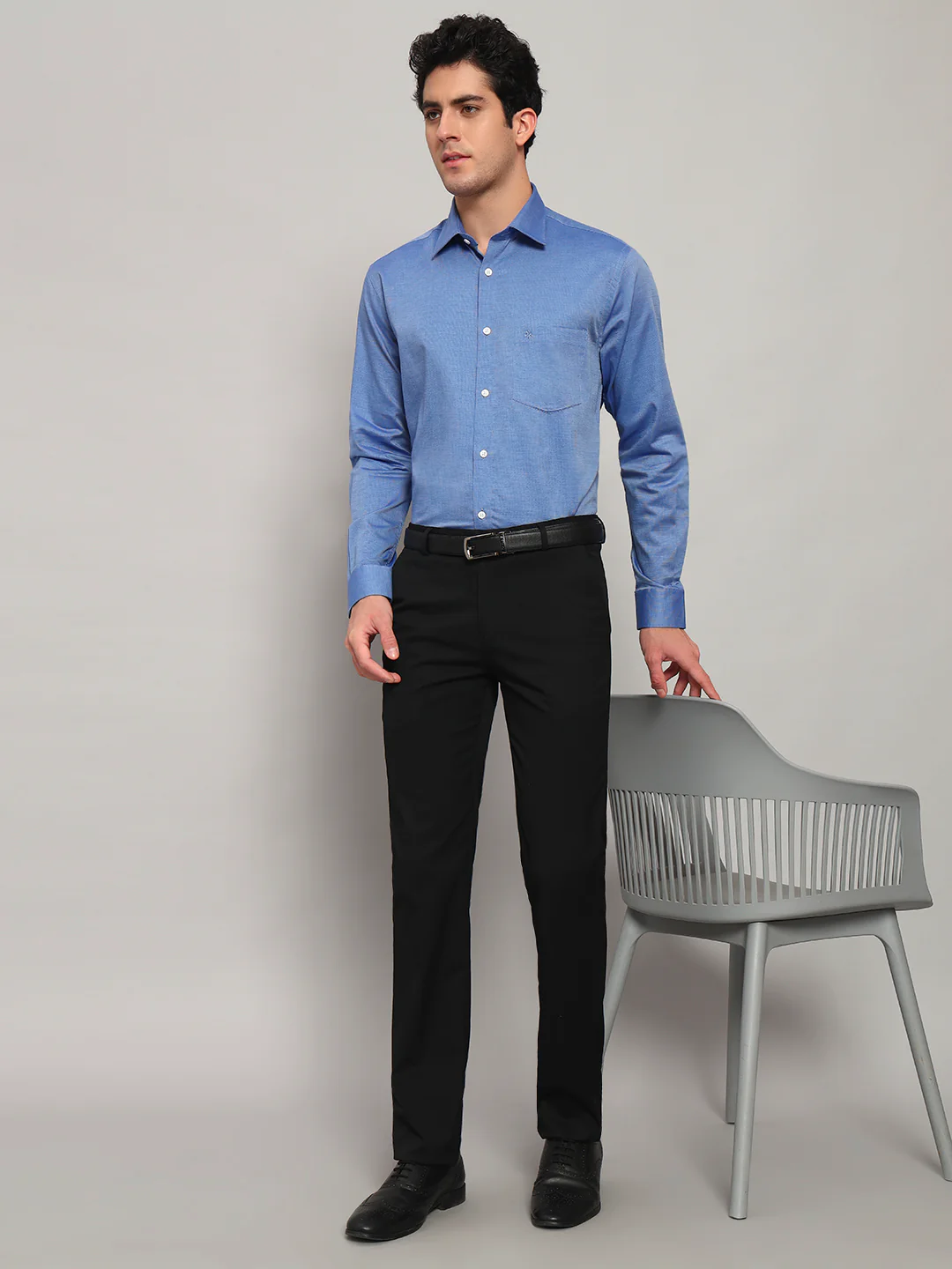 Formal Shirt for Men l Breathable & Soft with Color Fastness Regular Fit Spread Collar Neck Cotton Blend Fabric Solid Pattern - Image 8