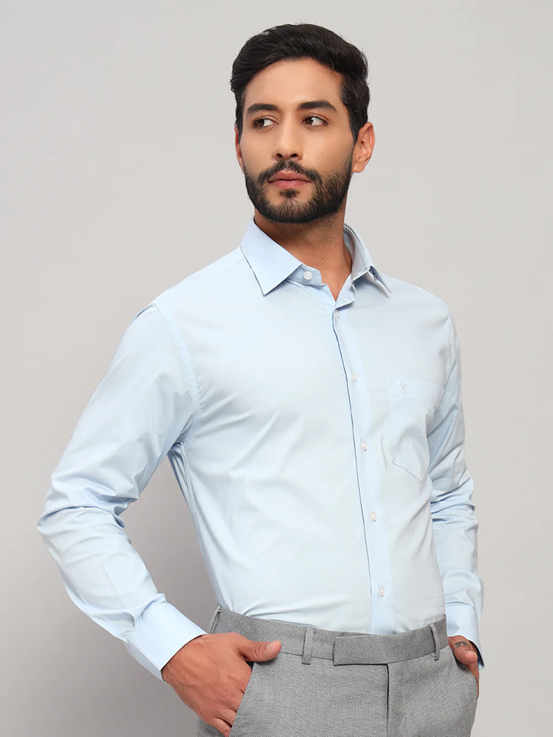 Formal Shirt for Men l Breathable & Soft with Color Fastness Regular Fit Spread Collar Neck Cotton Blend Fabric Solid Pattern - Image 4