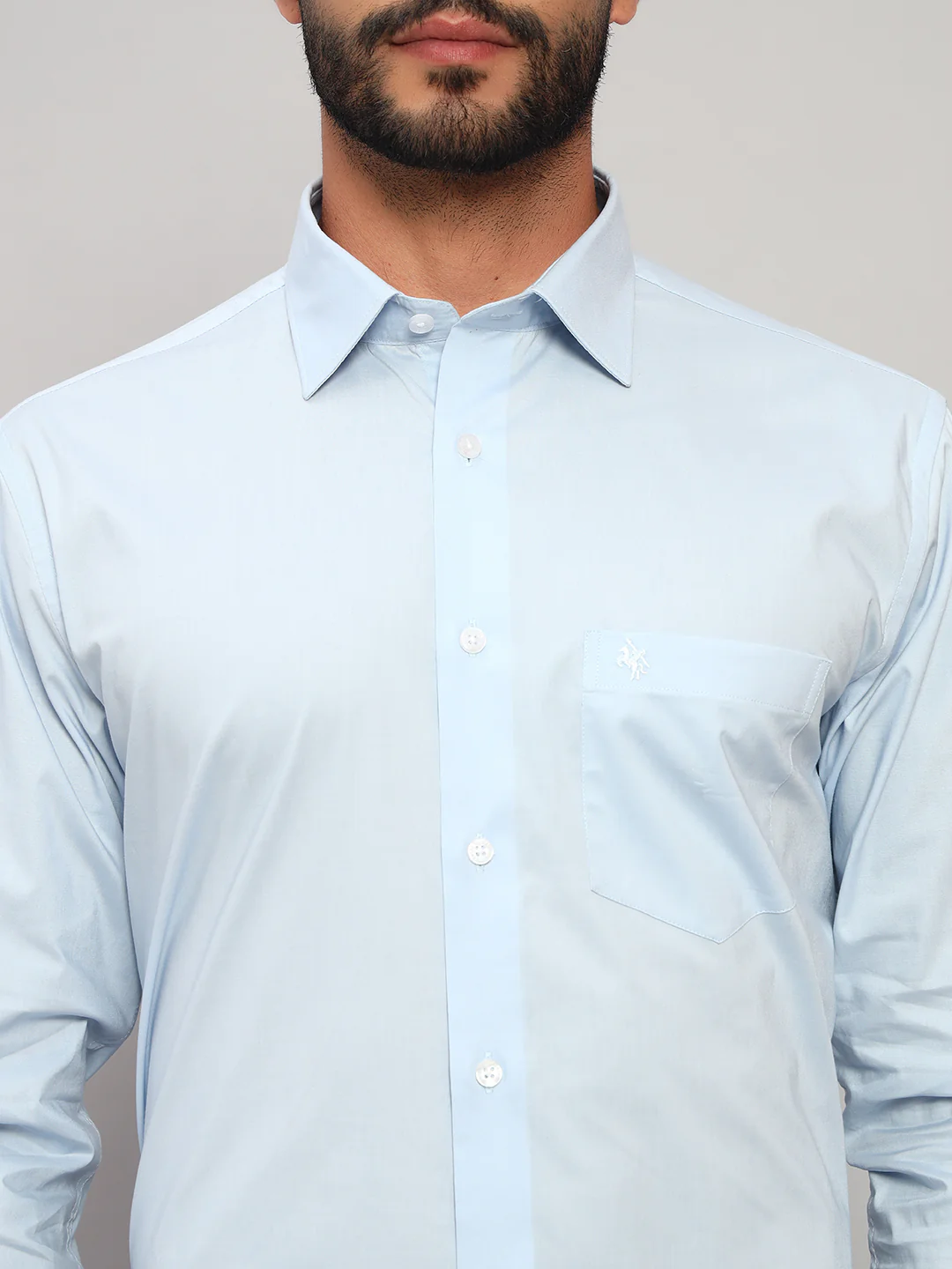 Formal Shirt for Men l Breathable & Soft with Color Fastness Regular Fit Spread Collar Neck Cotton Blend Fabric Solid Pattern - Image 5