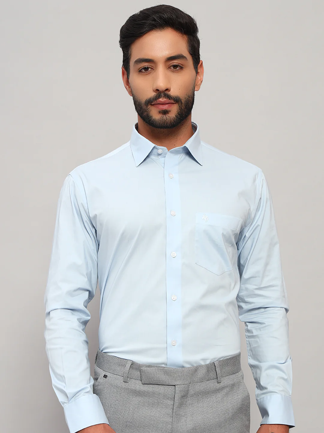 Formal Shirt for Men l Breathable & Soft with Color Fastness Regular Fit Spread Collar Neck Cotton Blend Fabric Solid Pattern - Image 6