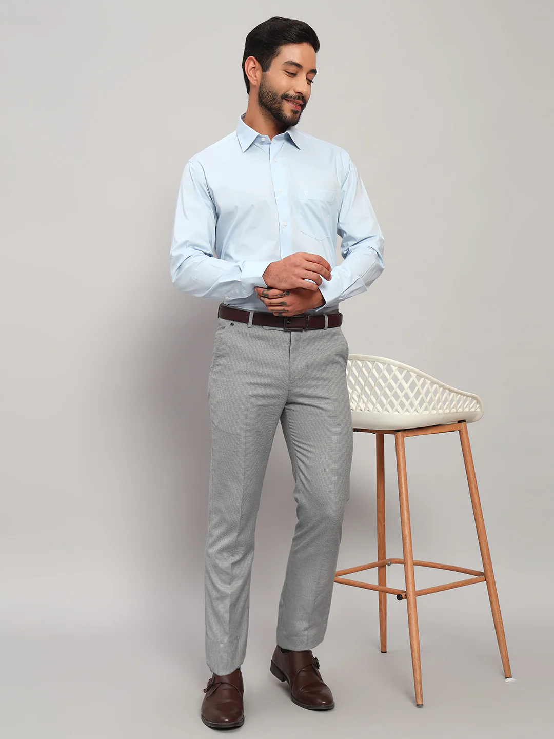 Formal Shirt for Men l Breathable & Soft with Color Fastness Regular Fit Spread Collar Neck Cotton Blend Fabric Solid Pattern - Image 8