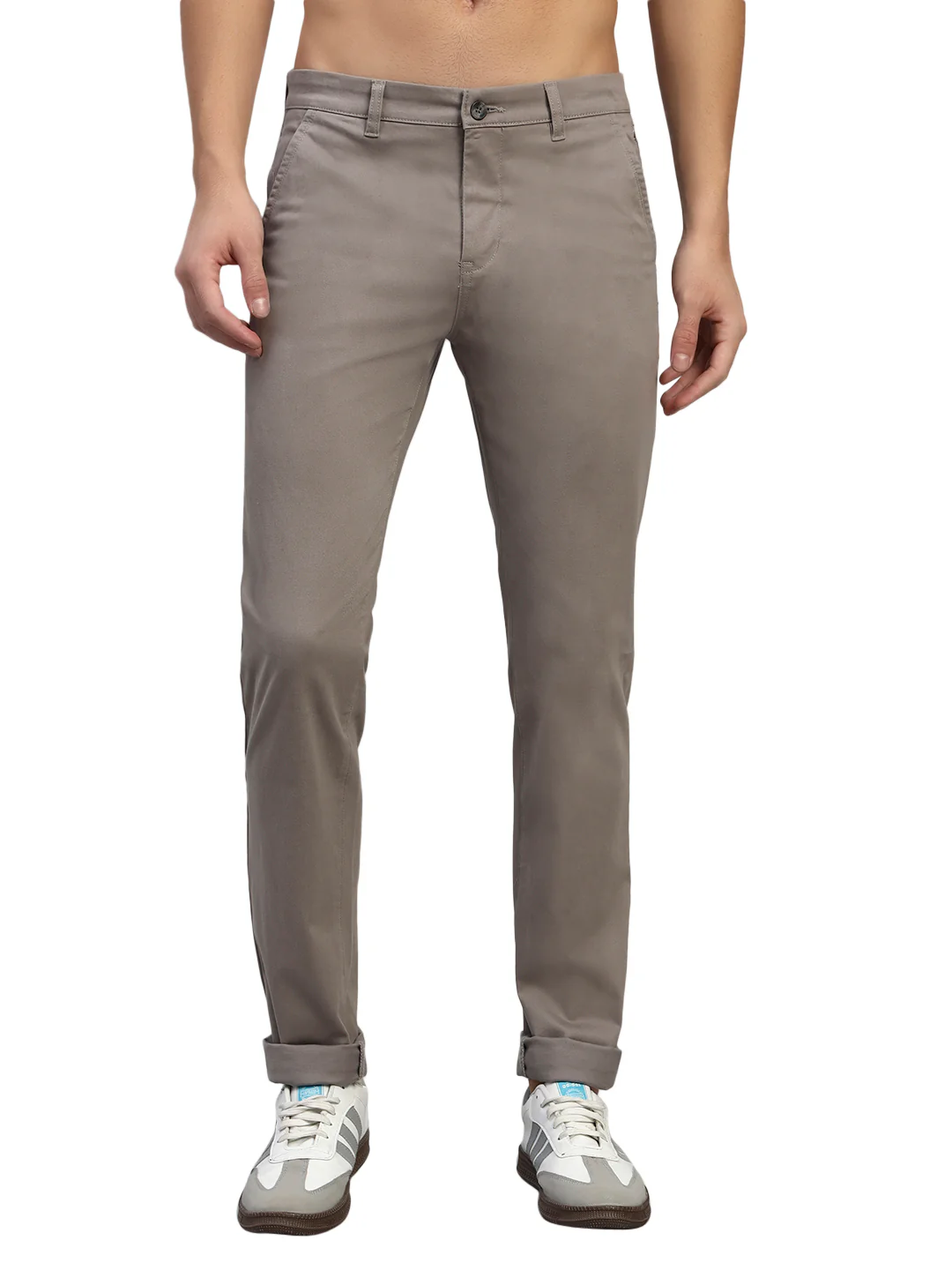 Casual Trouser for Men | Breathable & Soft with Color Fastness Regular Fit Cotton Blend Fabric Solid Pattern Button Closure - Image 3