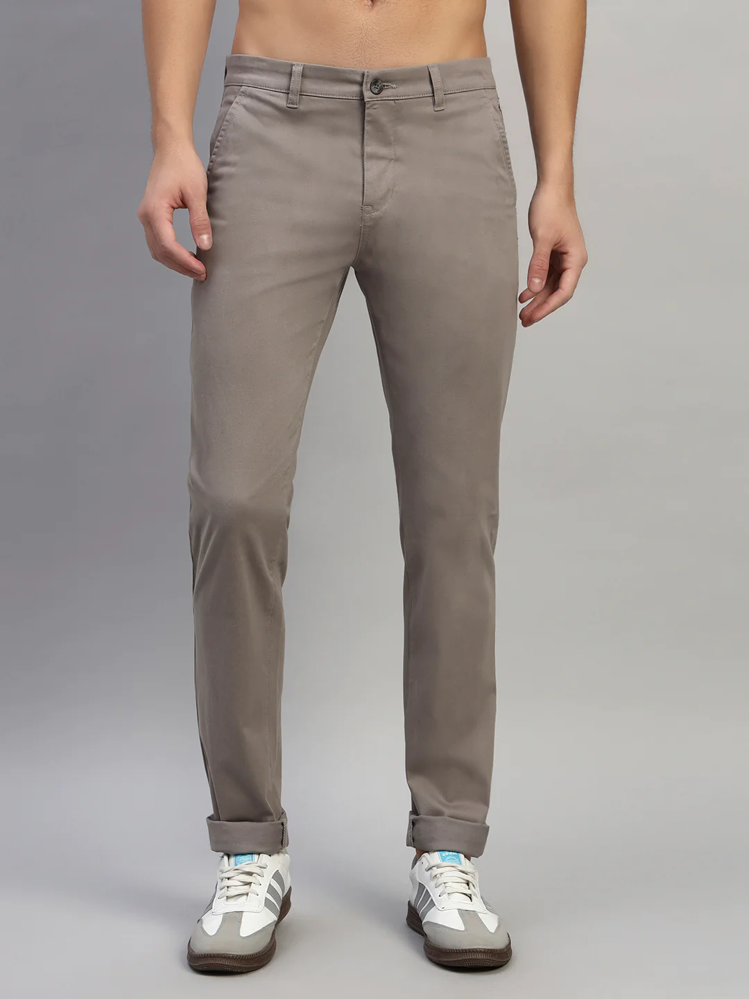 Casual Trouser for Men | Breathable & Soft with Color Fastness Regular Fit Cotton Blend Fabric Solid Pattern Button Closure - Image 4