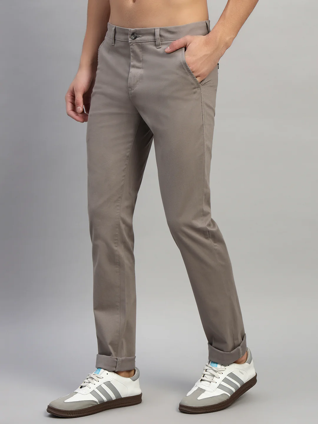 Casual Trouser for Men | Breathable & Soft with Color Fastness Regular Fit Cotton Blend Fabric Solid Pattern Button Closure - Image 5