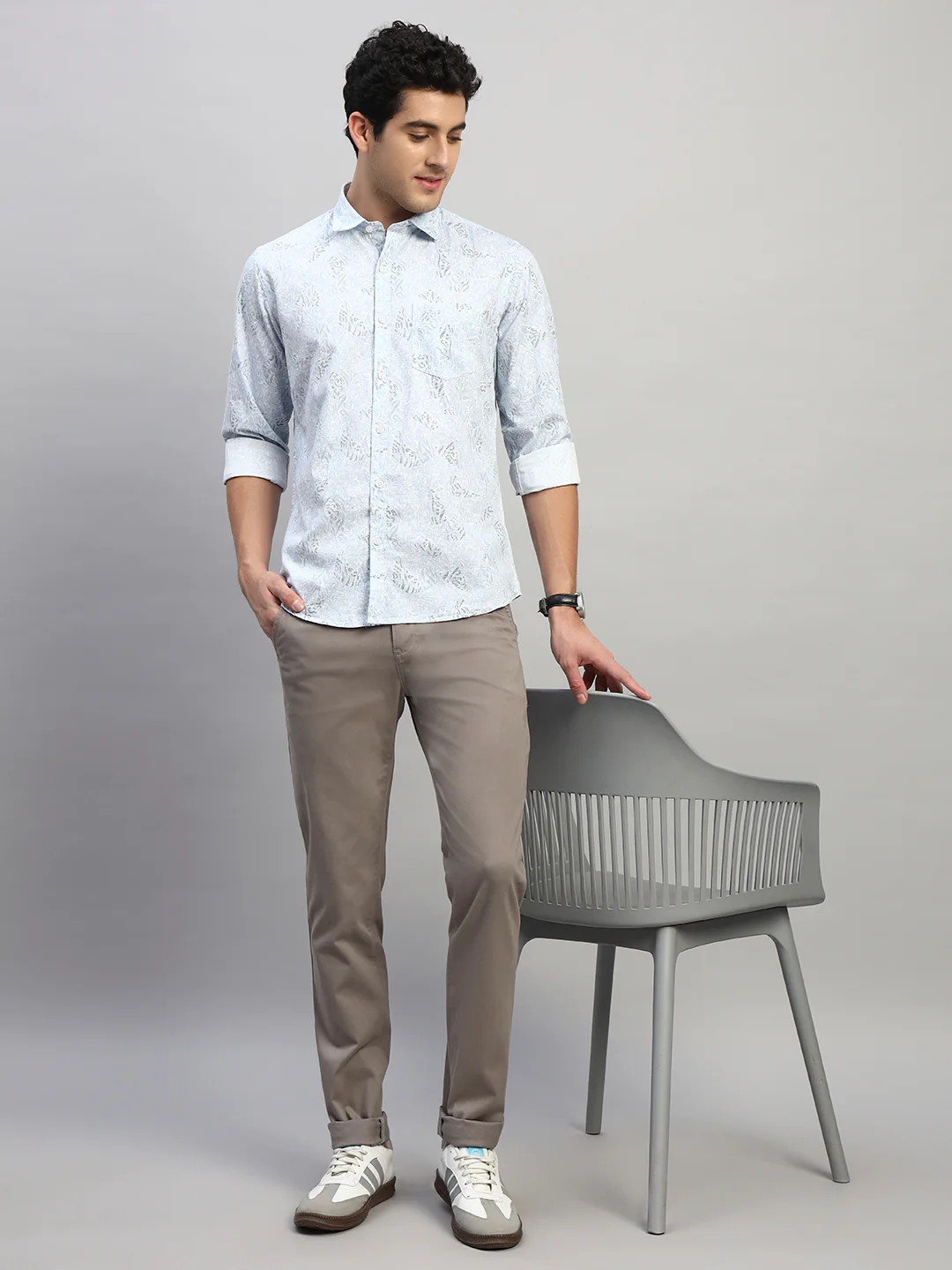 Casual Trouser for Men | Breathable & Soft with Color Fastness Regular Fit Cotton Blend Fabric Solid Pattern Button Closure - Image 8