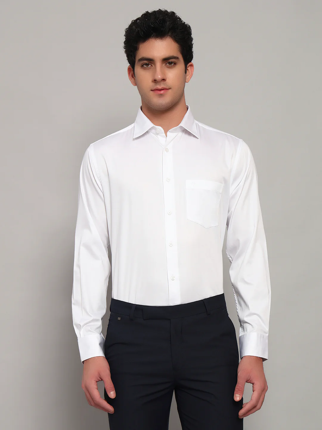 Formal Shirt for Men l Breathable & Soft with Color Fastness Regular Fit Spread Collar Neck Cotton Blend Fabric Solid Pattern - Image 3