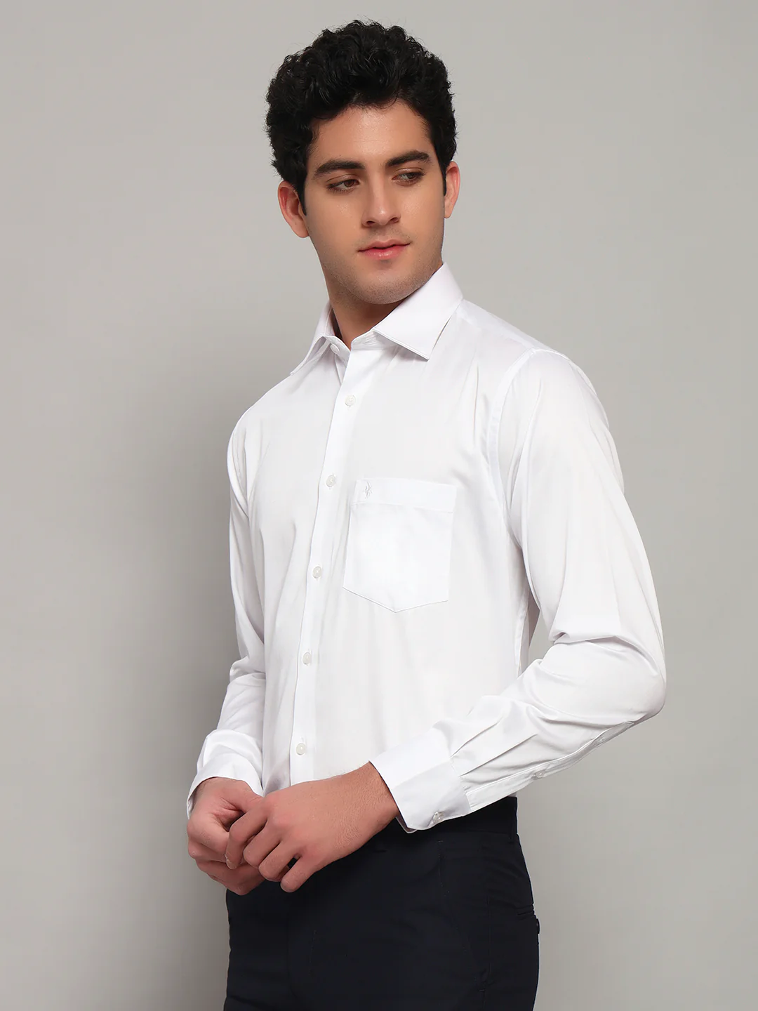 Formal Shirt for Men l Breathable & Soft with Color Fastness Regular Fit Spread Collar Neck Cotton Blend Fabric Solid Pattern - Image 4