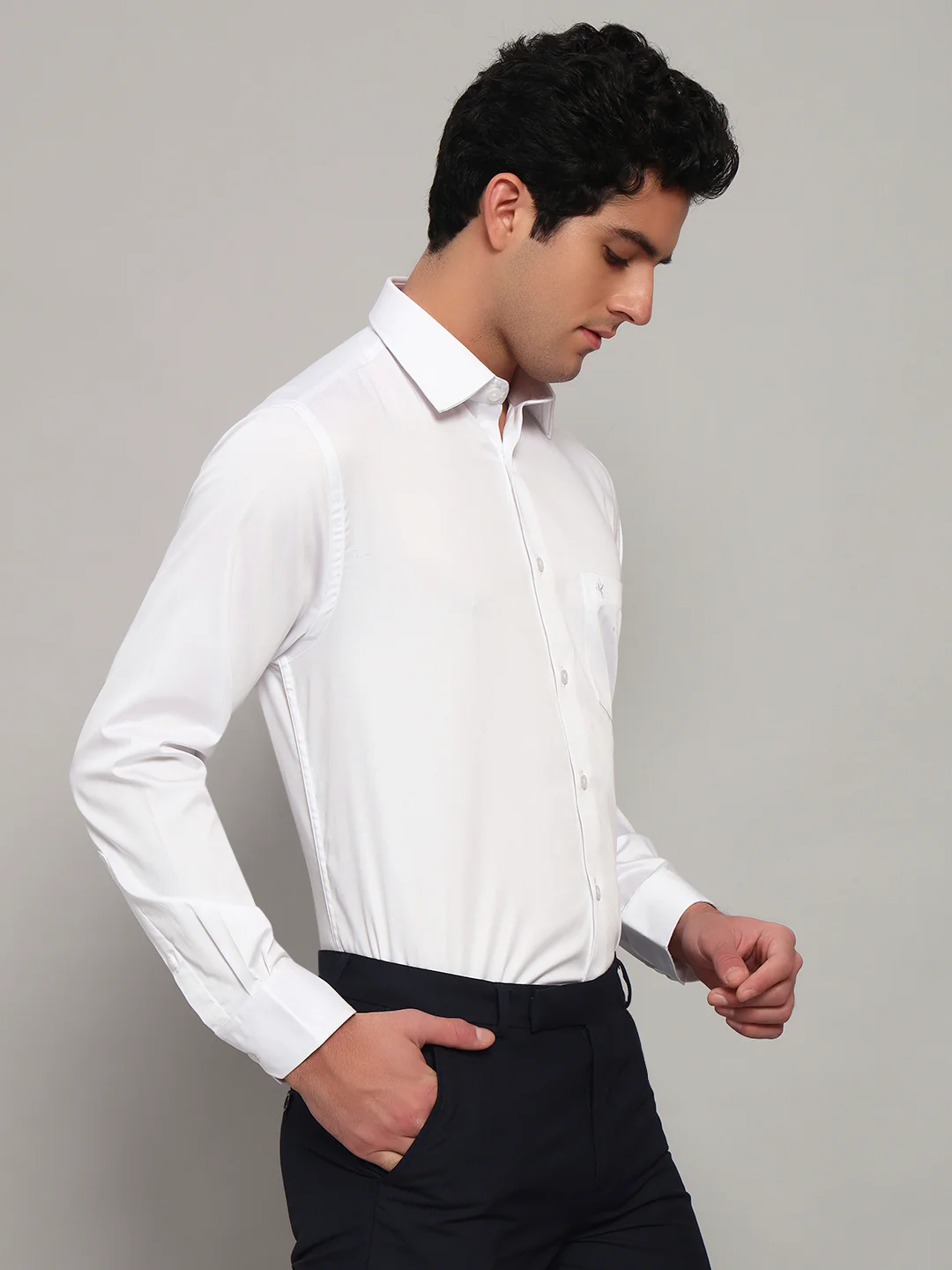 Formal Shirt for Men l Breathable & Soft with Color Fastness Regular Fit Spread Collar Neck Cotton Blend Fabric Solid Pattern - Image 5