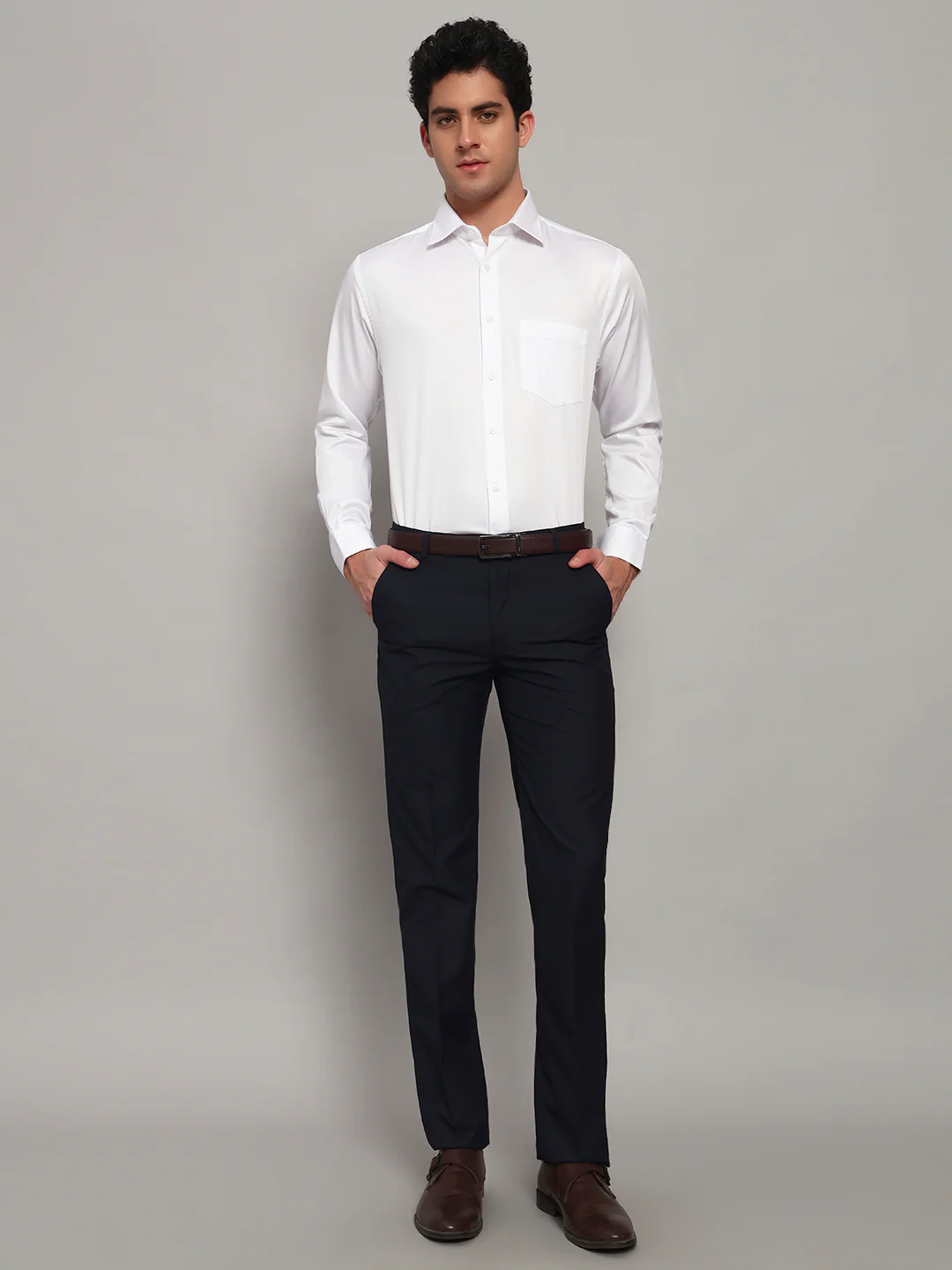 Formal Shirt for Men l Breathable & Soft with Color Fastness Regular Fit Spread Collar Neck Cotton Blend Fabric Solid Pattern - Image 7