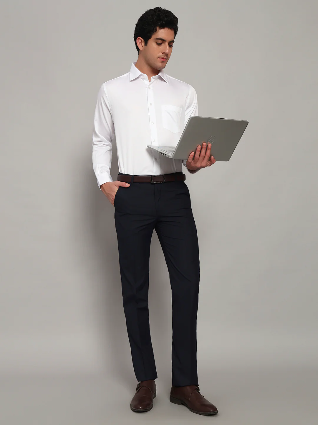 Formal Shirt for Men l Breathable & Soft with Color Fastness Regular Fit Spread Collar Neck Cotton Blend Fabric Solid Pattern - Image 8