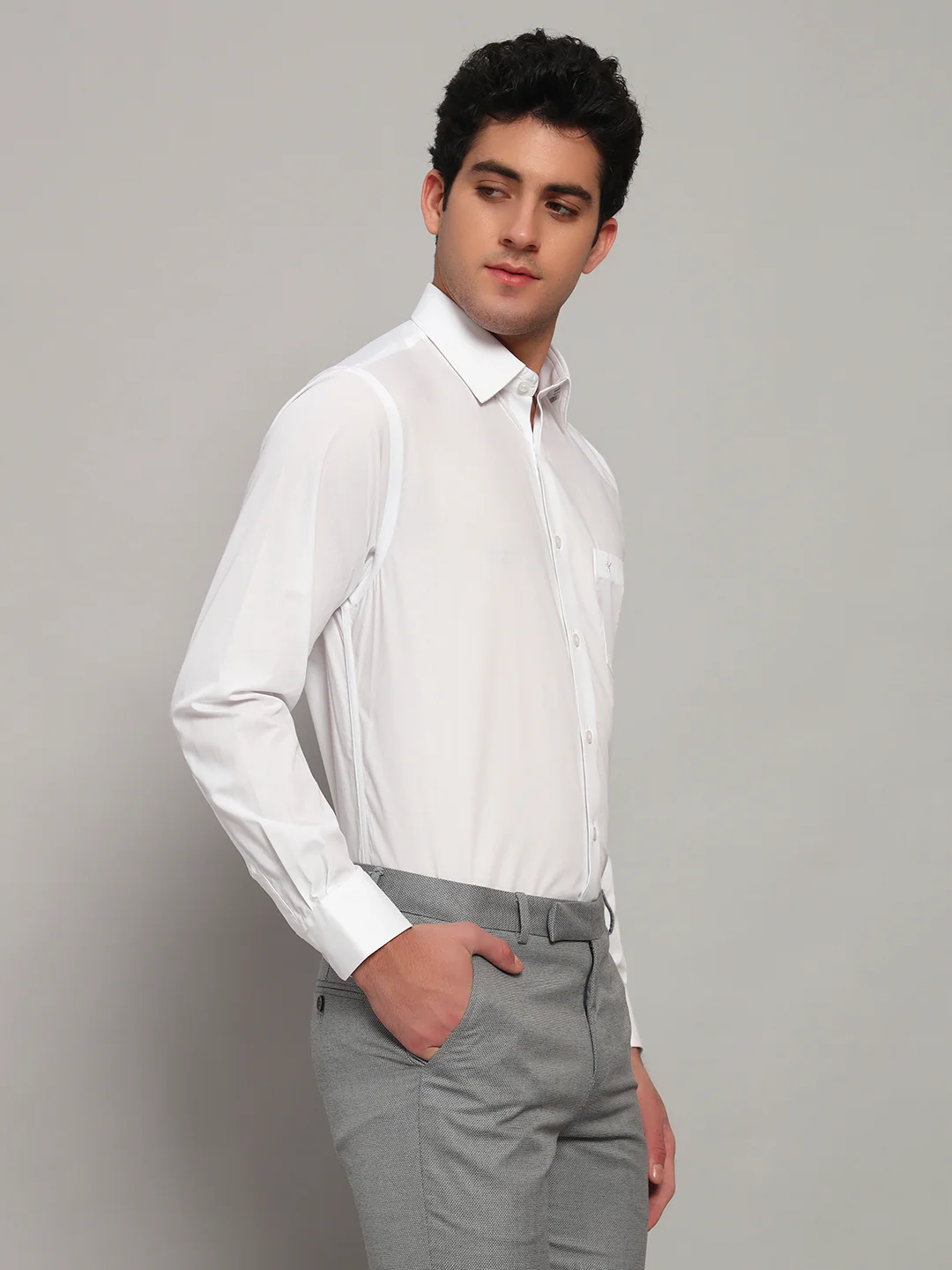Formal Shirt for Men l Breathable & Soft with Color Fastness Regular Fit Spread Collar Neck Cotton Fabric Solid Pattern - Image 3